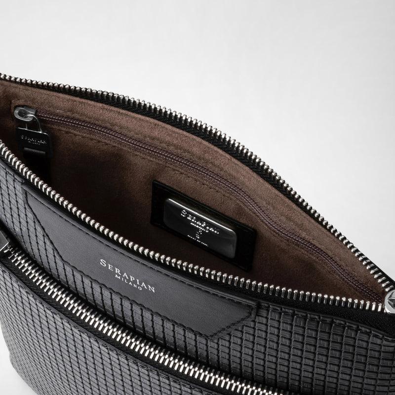 Serapian Tracolla piatta in stepan asfalto-nero Shopping Online