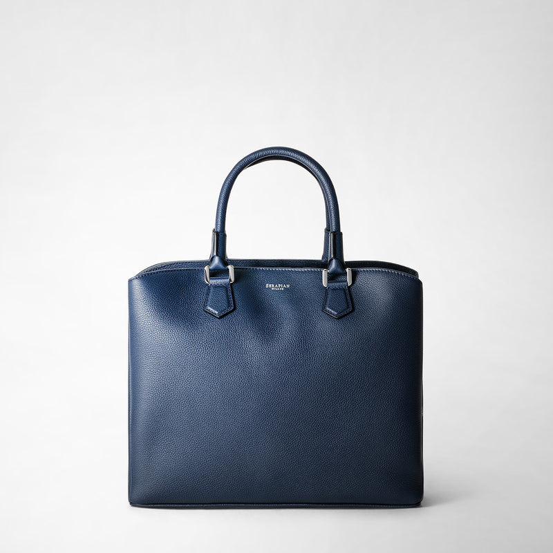 Serapian Borsa a mano luna in pelle rugiada blu navy Presa