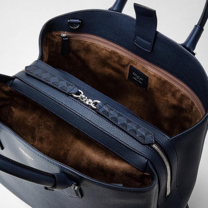 Serapian Borsa a mano luna in pelle rugiada blu navy Presa