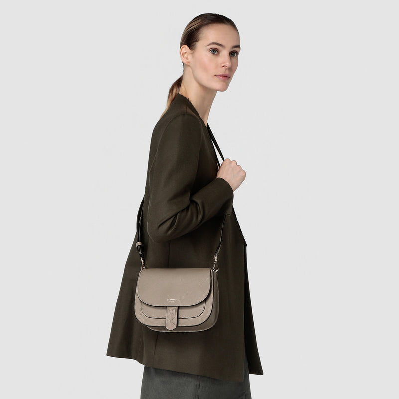 Serapian Borsa luna crossbody in pelle rugiada sahara