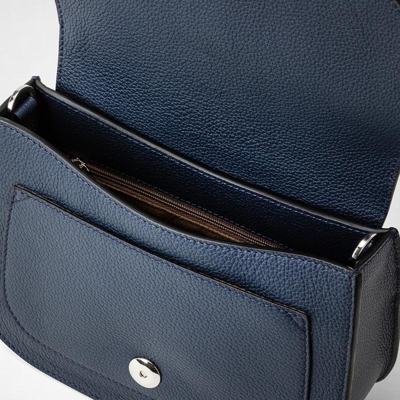 Serapian Borsa luna crossbody in pelle rugiada blue navy Outlet