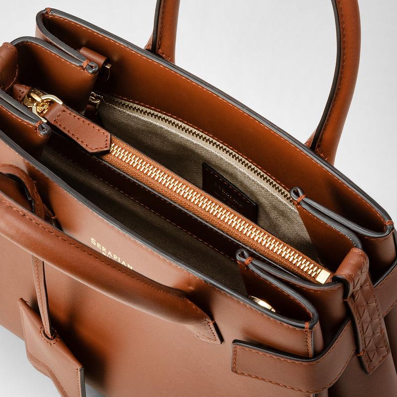 Serapian Meline' handbag in seta leather cuoio Saldi