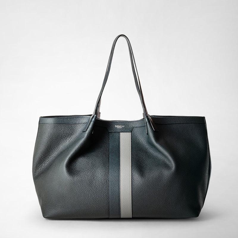 Serapian Borsa secret tote in pelle cachemire blu navy-asfalto In Saldo