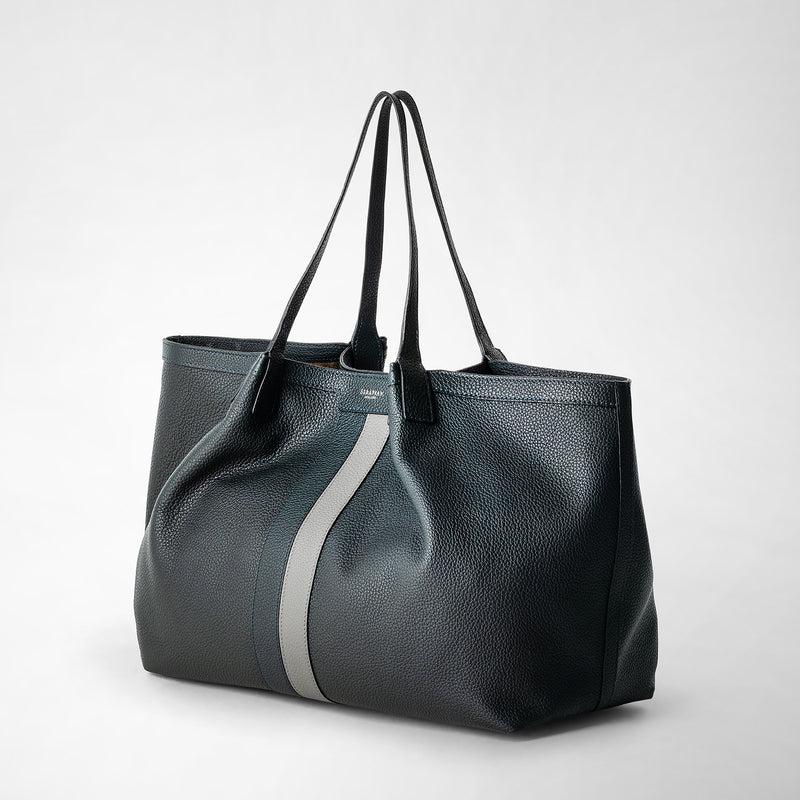 Serapian Borsa secret tote in pelle cachemire blu navy-asfalto In Saldo