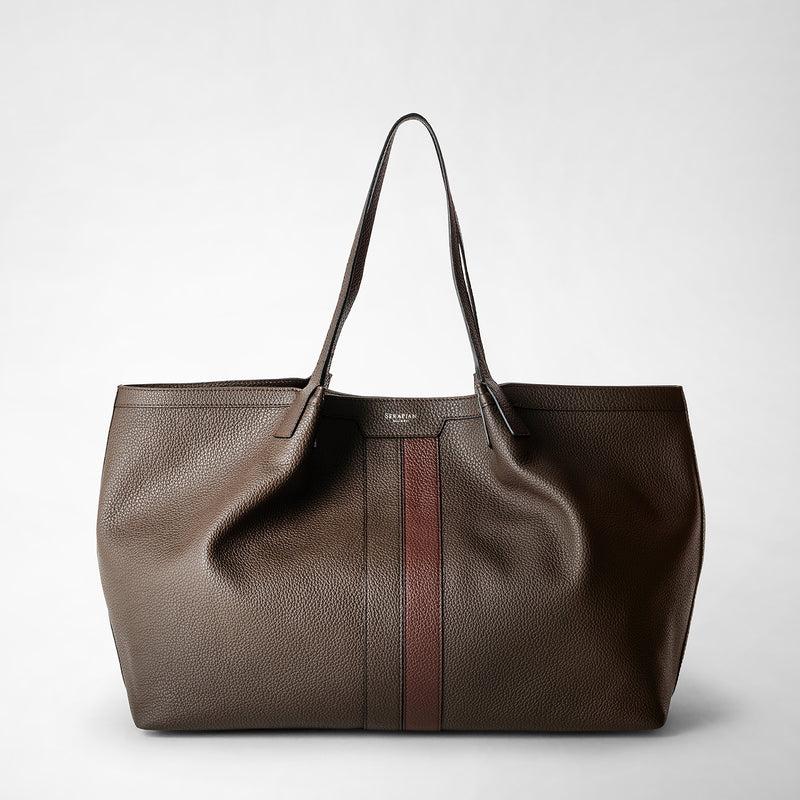 Serapian Borsa secret tote pelle cachemire espresso-rosso Nuova
