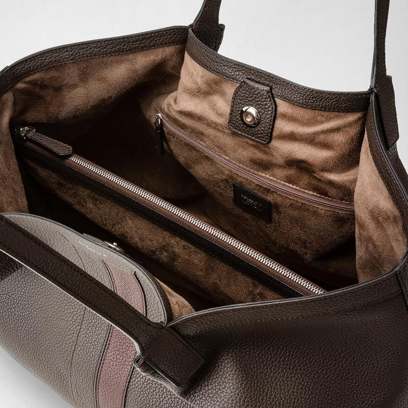 Serapian Borsa secret tote pelle cachemire espresso-rosso Nuova