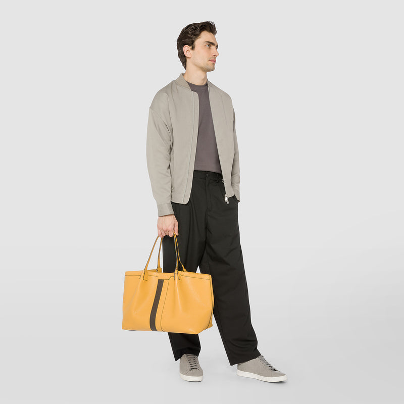Serapian Secret tote bag in cachemire leather ochre espresso Moda