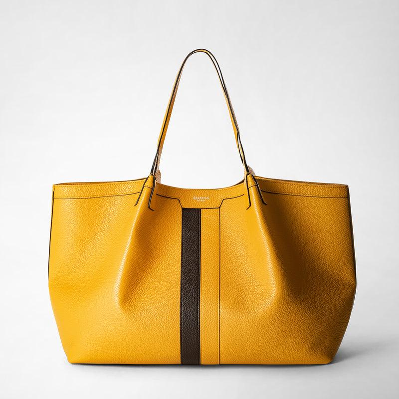 Serapian Secret tote bag in cachemire leather ochre espresso Moda