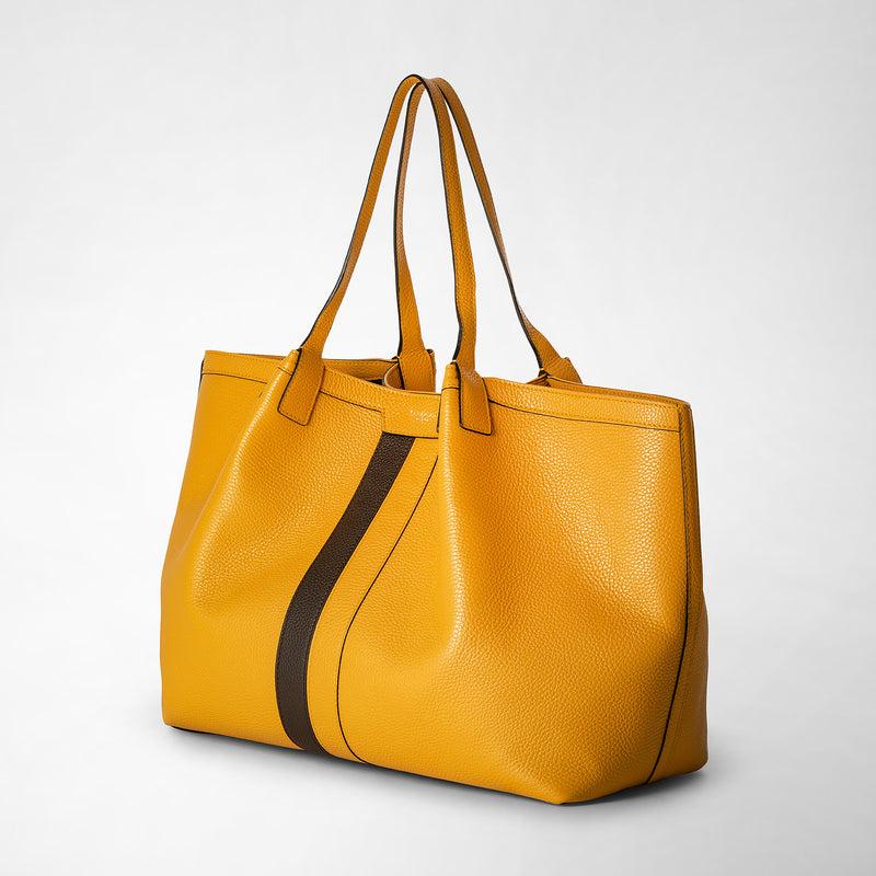 Serapian Secret tote bag in cachemire leather ochre espresso Moda