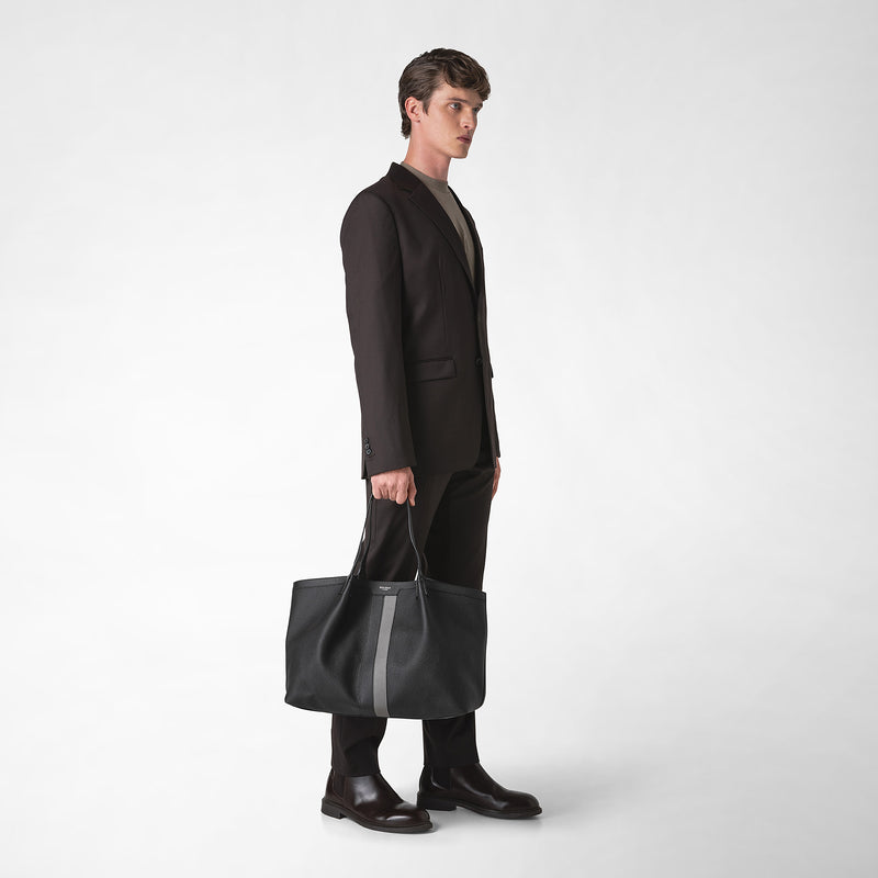 Serapian Borsa secret tote in pelle cachemire nero-asfalto 2025