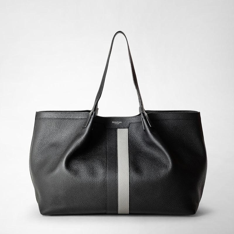 Serapian Borsa secret tote in pelle cachemire nero-asfalto 2025