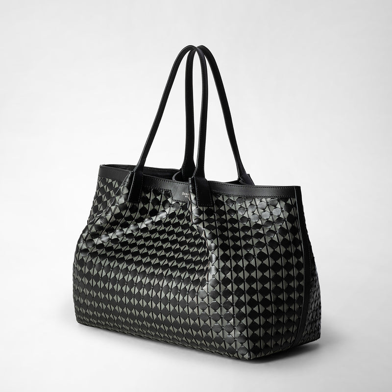 Serapian Secret tote bag in mosaico black asphalt Italia