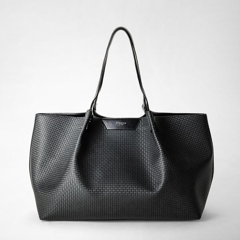Serapian Tote bag secret in stepan asfalto-nero In Linea