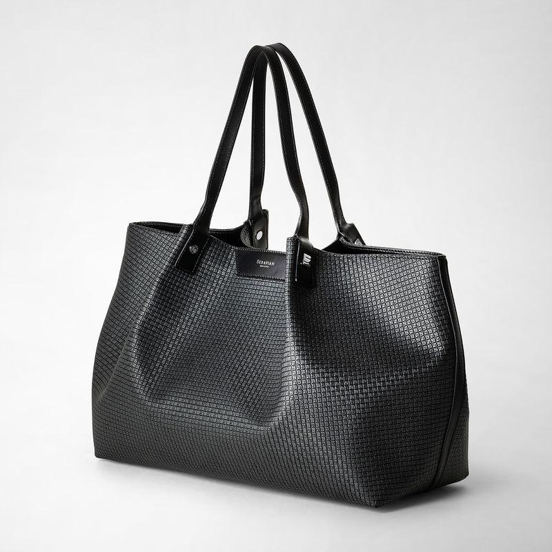 Serapian Tote bag secret in stepan asfalto-nero In Linea