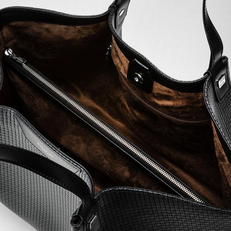 Serapian Tote bag secret in stepan asfalto-nero In Linea