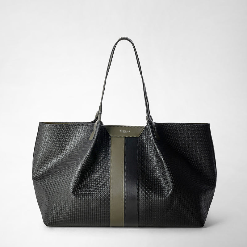 Serapian Secret tote bag in stepan eclipse black moss green Nuovo