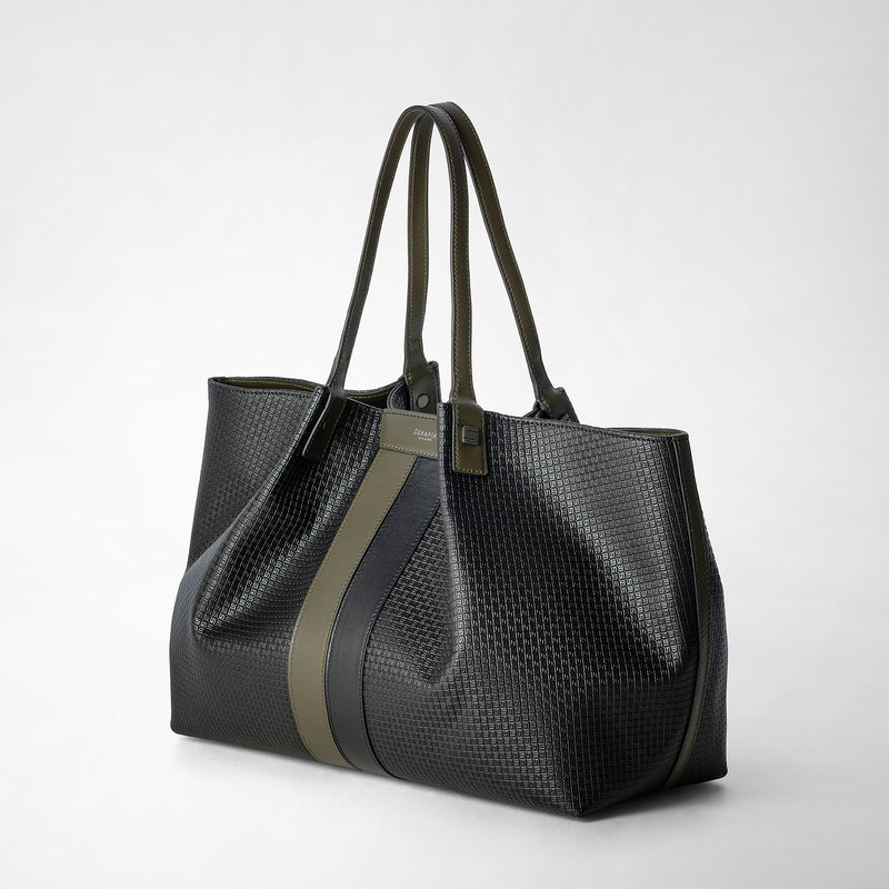 Serapian Secret tote bag in stepan eclipse black moss green Nuovo