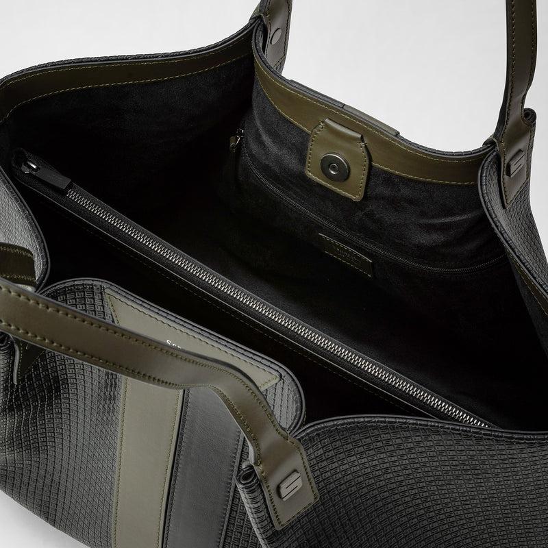 Serapian Secret tote bag in stepan eclipse black moss green Nuovo