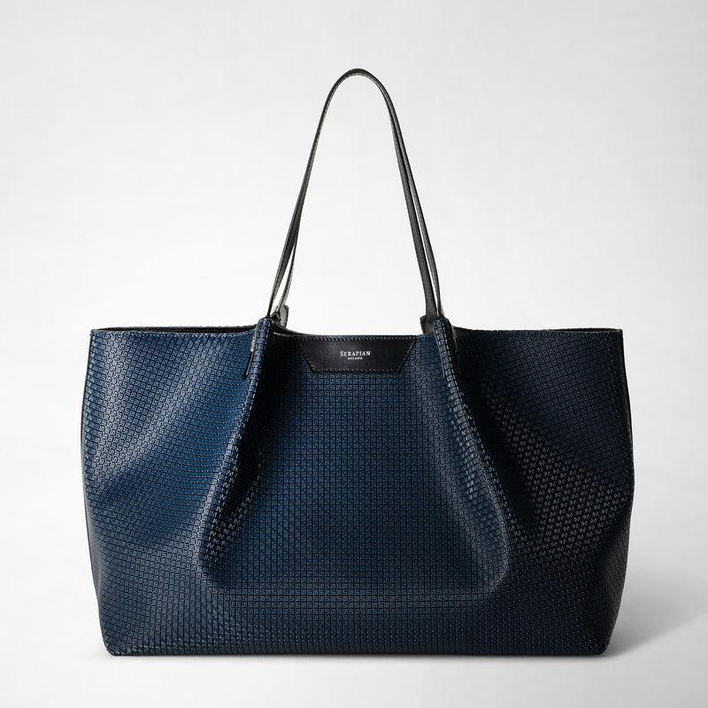 Serapian Tote bag secret in stepan blu oceano-nero Qualità