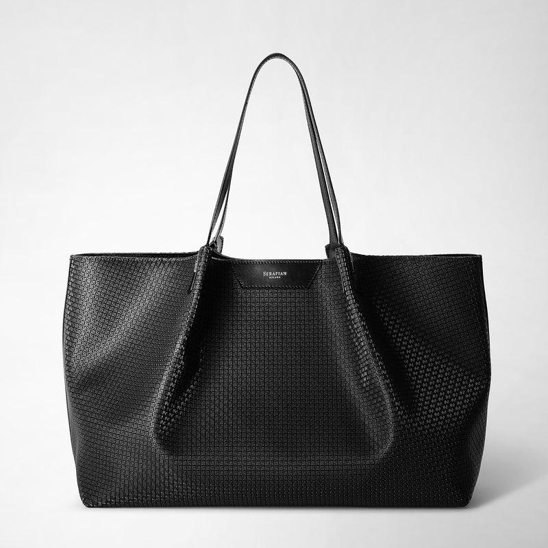 Serapian Tote bag secret in stepan nero-nero eclissi Vendita