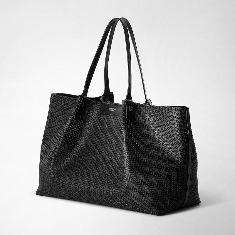 Serapian Tote bag secret in stepan nero-nero eclissi Vendita