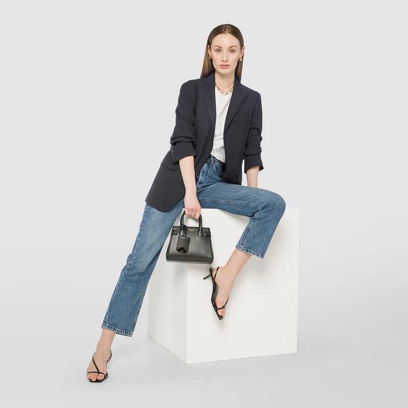 Serapian Mini meline' handbag in seta leather black Negozi Online