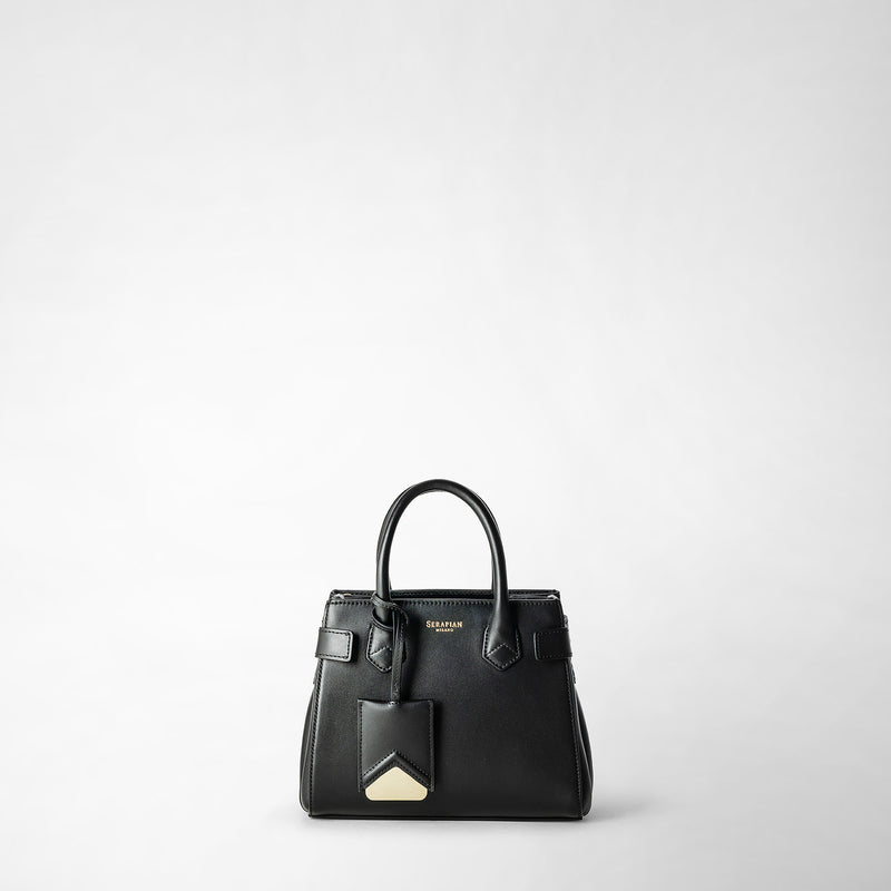 Serapian Mini meline' handbag in seta leather black Negozi Online
