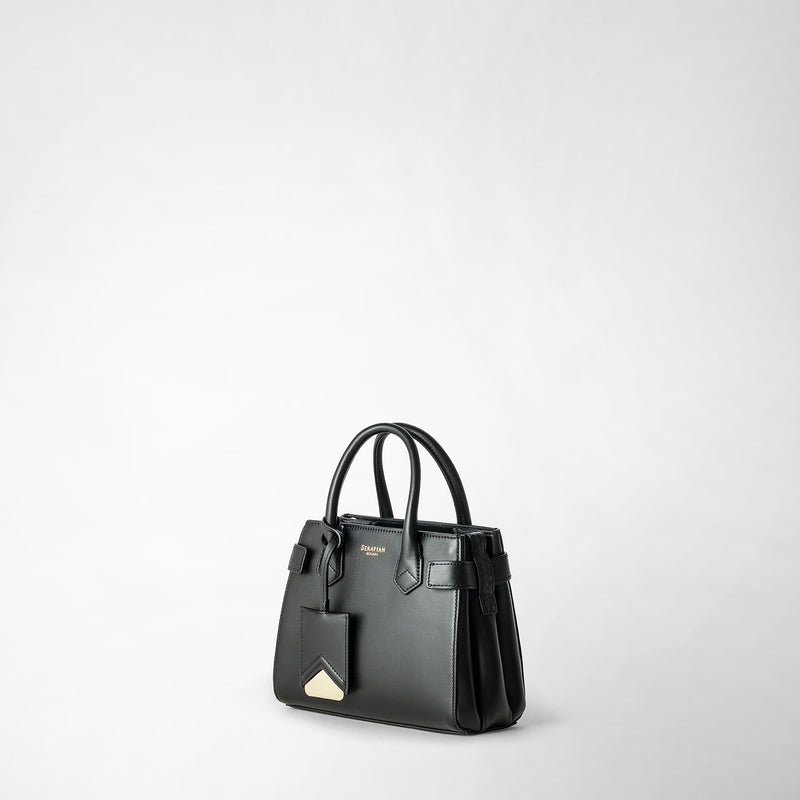 Serapian Mini meline' handbag in seta leather black Negozi Online