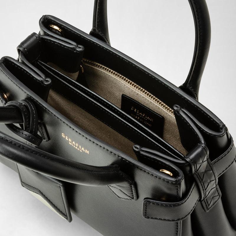 Serapian Mini meline' handbag in seta leather black Negozi Online