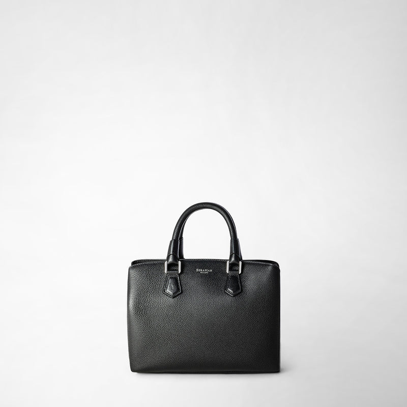Serapian Small luna handbag in rugiada leather black Affare Del Giorno