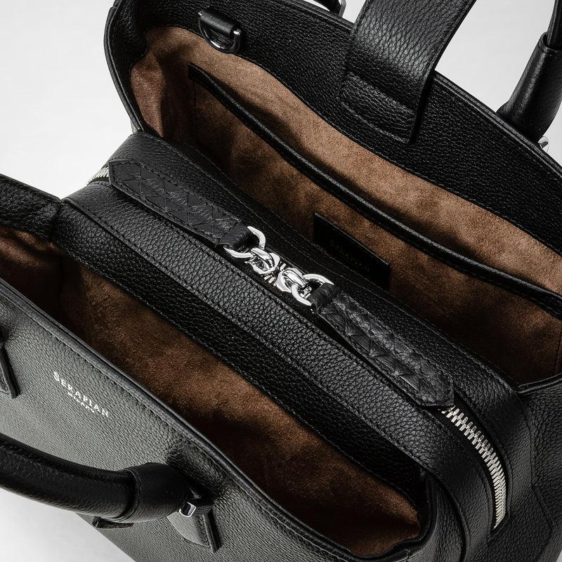 Serapian Small luna handbag in rugiada leather black Affare Del Giorno
