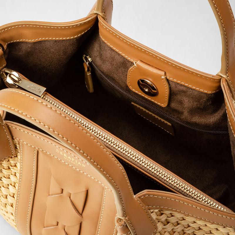 Serapian BORSA SECRET MINI IN RAFIA E PELLE SETA Convenienza