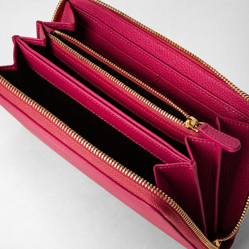 Serapian Zip-around wallet in rugiada leather petal In Vendita