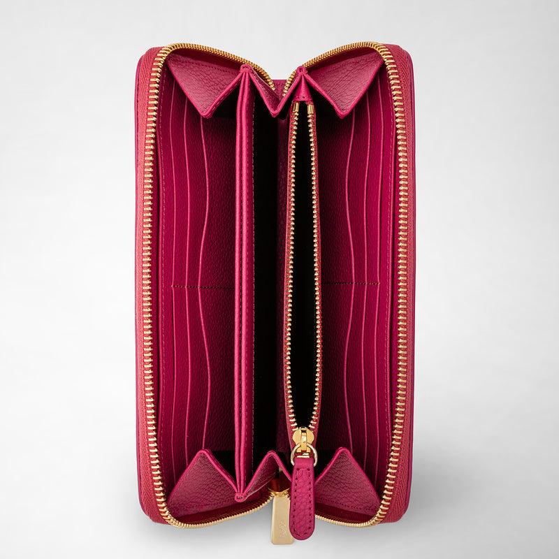 Serapian Zip-around wallet in rugiada leather petal In Vendita