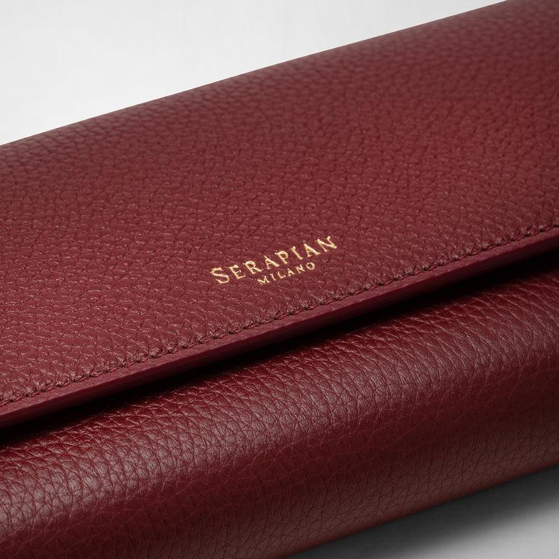 Serapian Portafoglio continental in pelle rugiada burgundy Hotsell