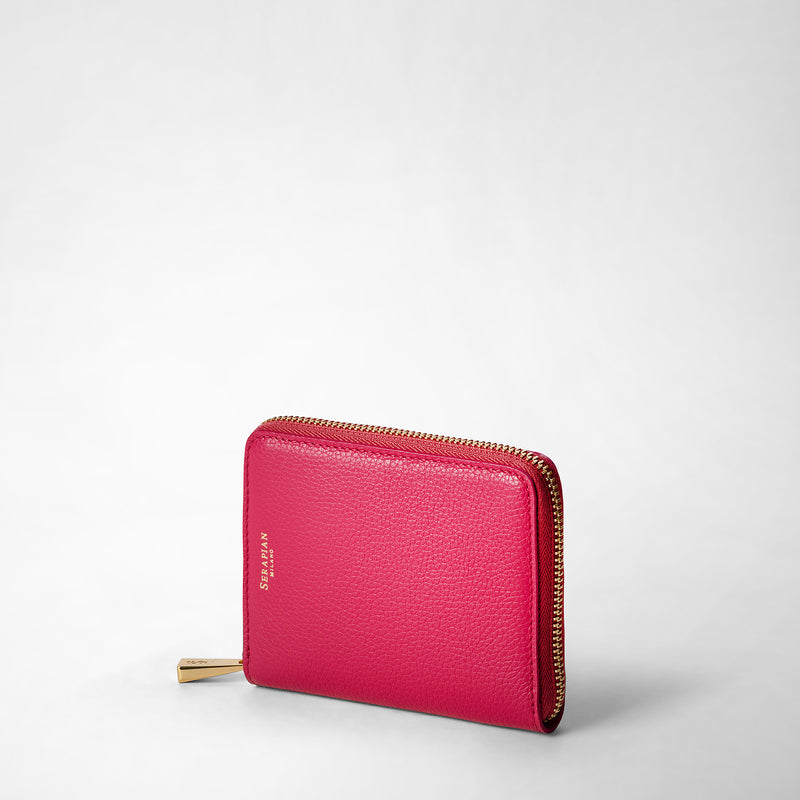 Serapian Mini zip around wallet in rugiada leather petal Vendita Calda