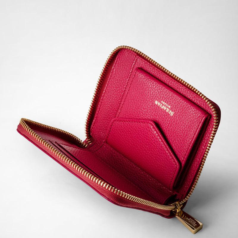 Serapian Mini zip around wallet in rugiada leather petal Vendita Calda