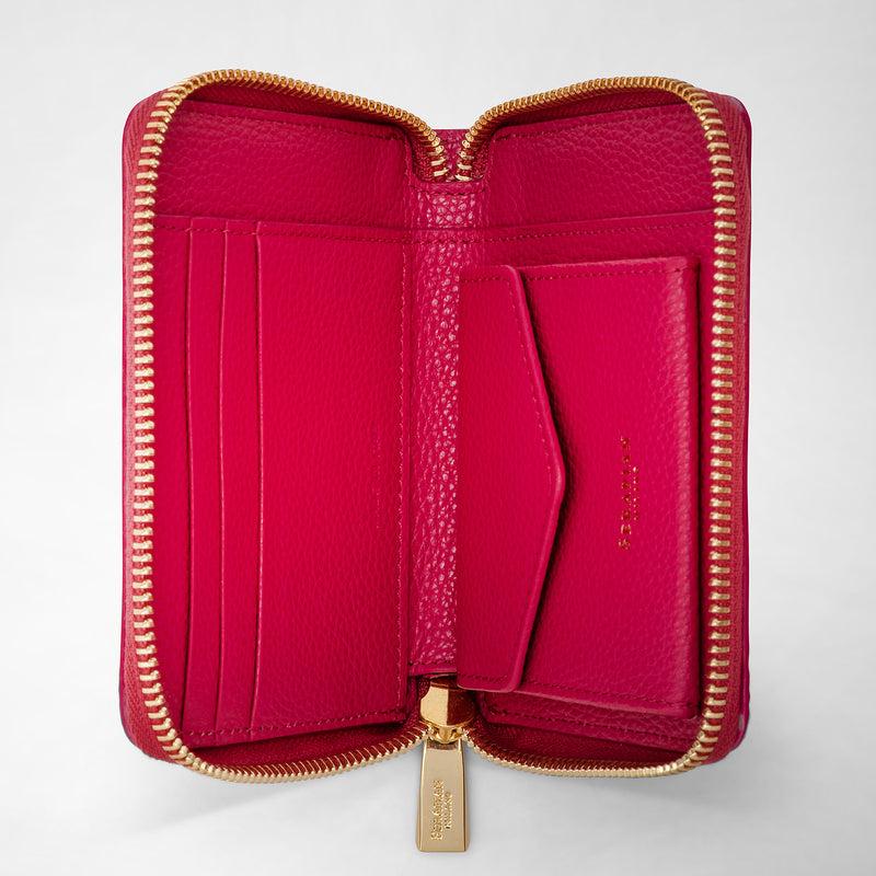 Serapian Mini zip around wallet in rugiada leather petal Vendita Calda
