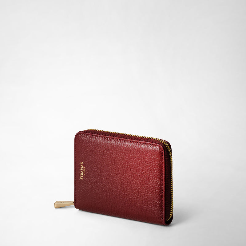Serapian Portafoglio mini con zip in pelle rugiada burgundy Fino al 50% di sconto