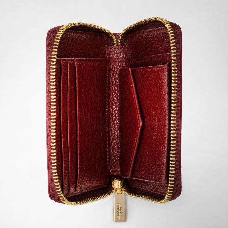 Serapian Portafoglio mini con zip in pelle rugiada burgundy Fino al 50% di sconto