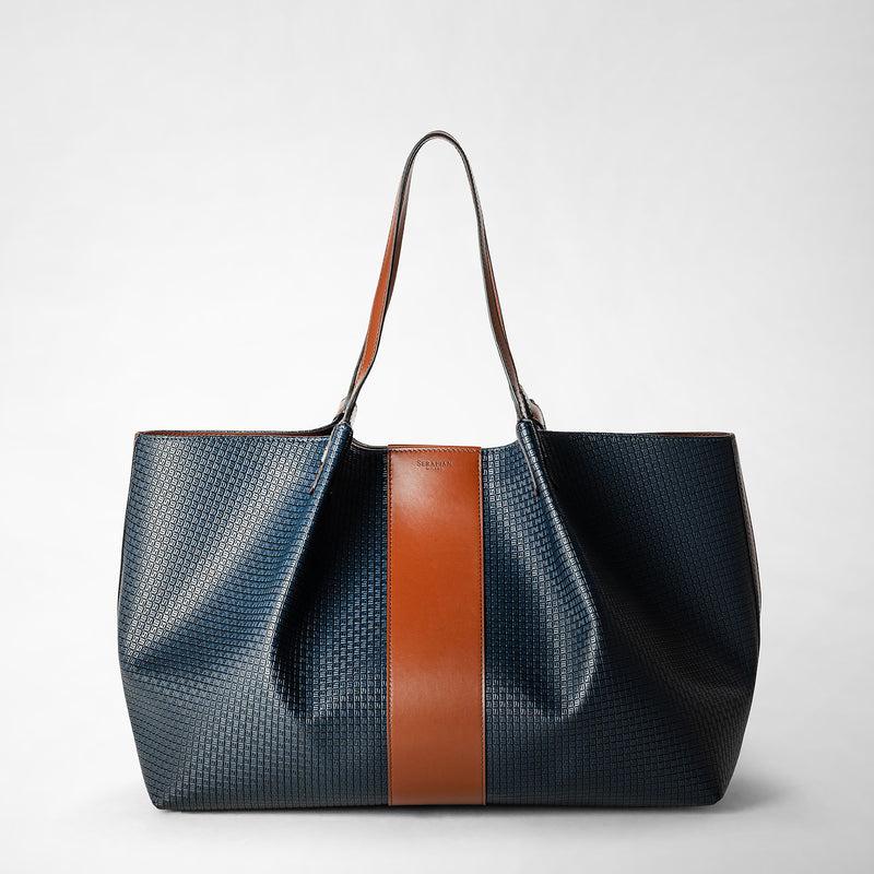Serapian Borsa shopping secret stepan 72 blu oceano-cuoio In Saldo