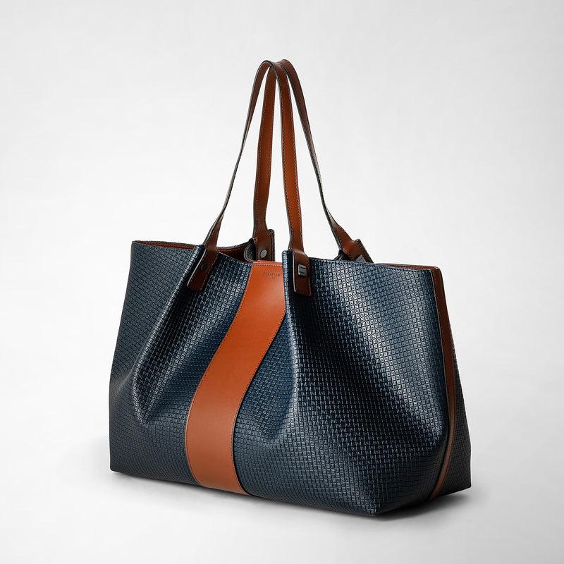 Serapian Borsa shopping secret stepan 72 blu oceano-cuoio In Saldo