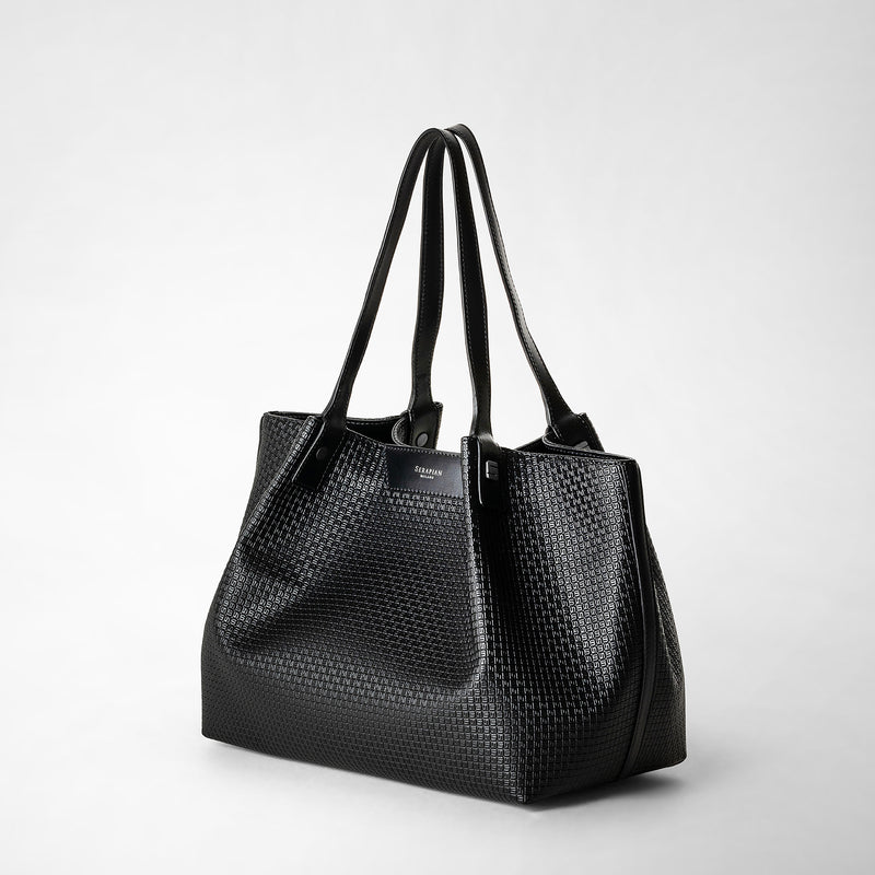 Serapian Tote bag secret piccola stepan nero-nero eclissi Moda
