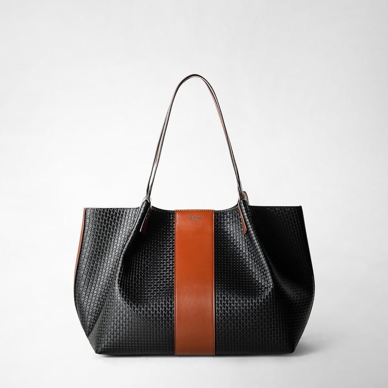 Serapian Borsa shopping secret piccola in stepan 72 nero-cuoio 2025