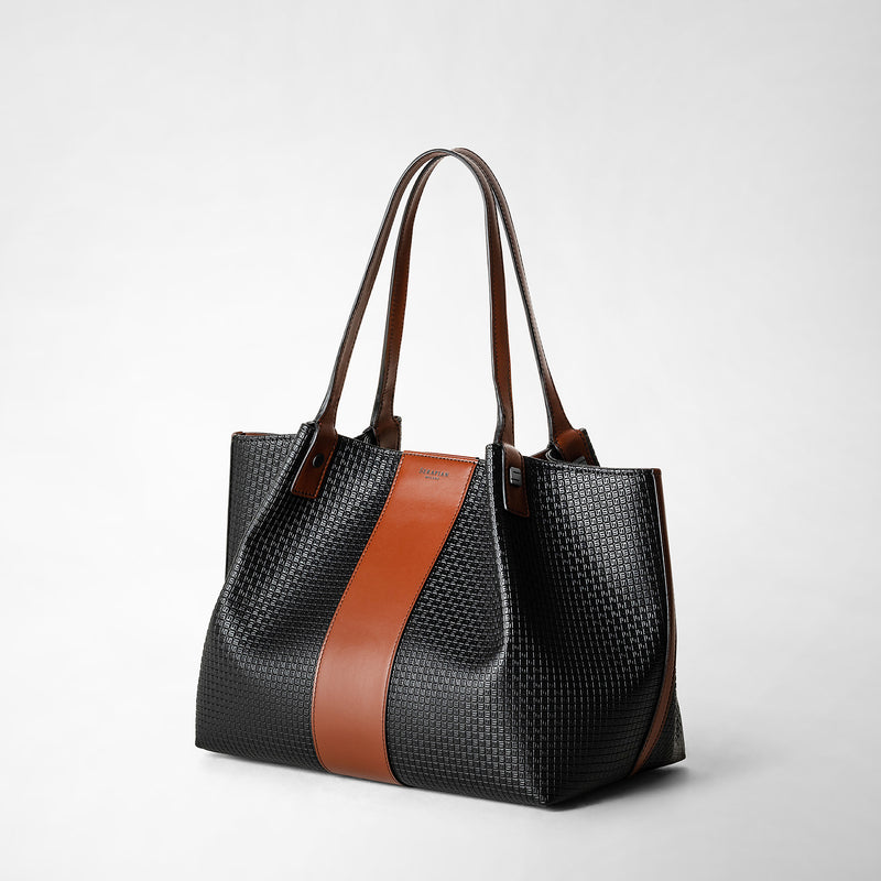 Serapian Borsa shopping secret piccola in stepan 72 nero-cuoio 2025
