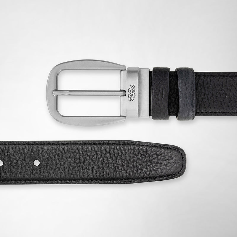 Serapian Cintura reversibile in pelle cachemire nero-navy Italy