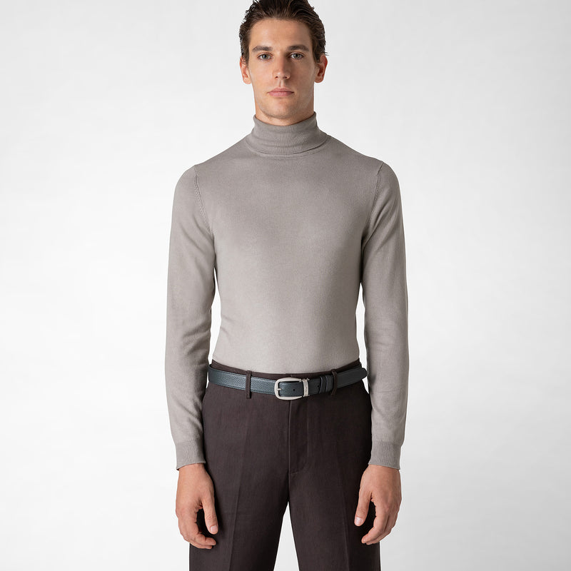 Serapian Cintura reversibile in pelle cachemire nero-navy Italy