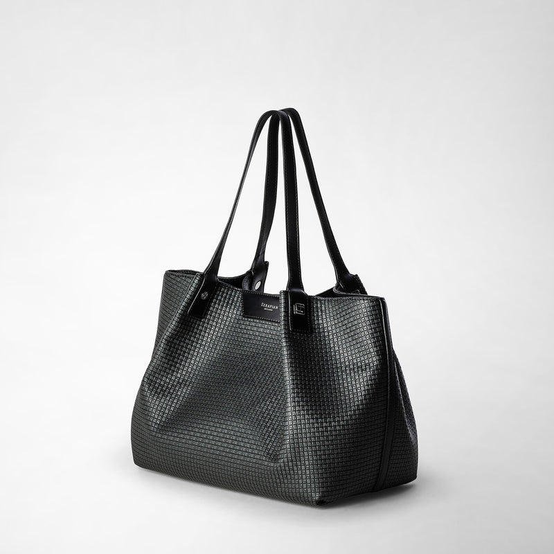 Serapian Tote bag secret piccola in stepan asfalto-nero Italia