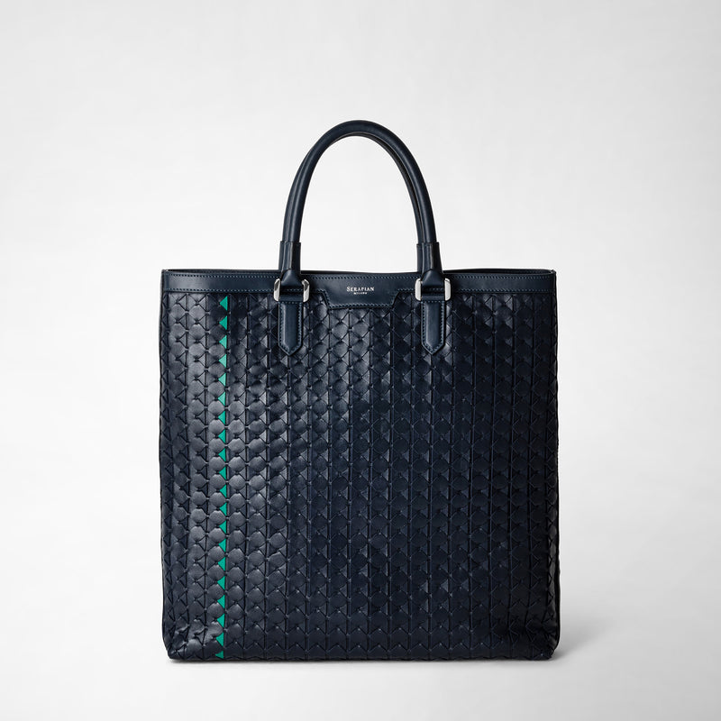 Serapian Vertical tote bag in mosaico navy blue In Linea