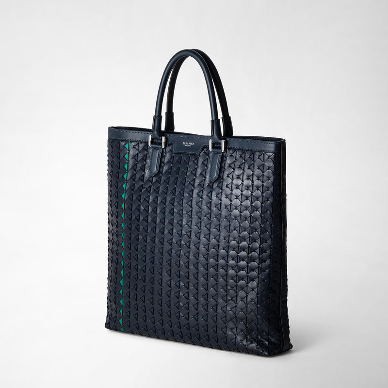 Serapian Vertical tote bag in mosaico navy blue In Linea